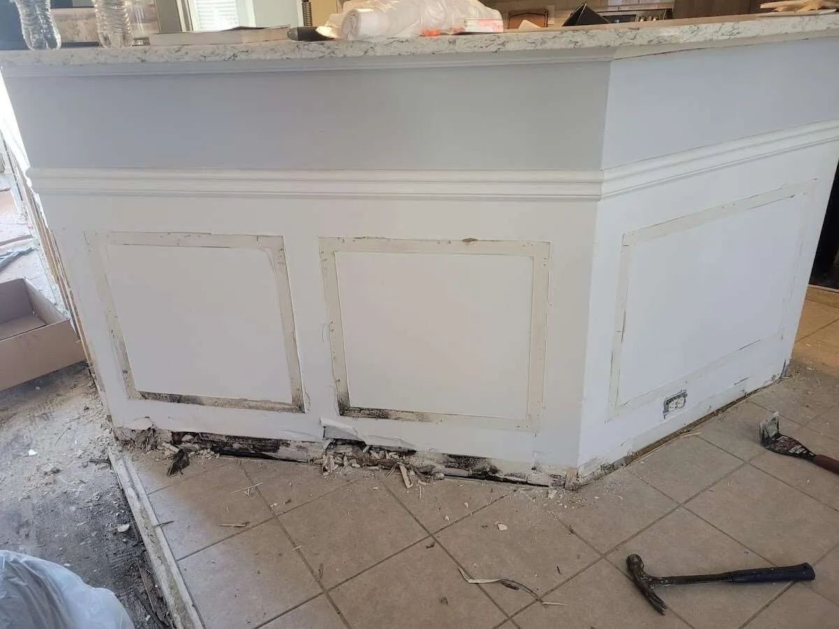 Water damage and mold on kitchen during Storm Damage Restoration in Steger